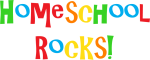 Multicolored text reading 'Homeschool rocks!'