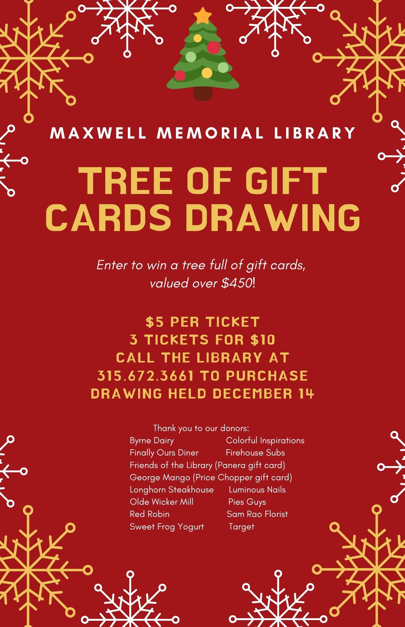 Tree of Gift Cards Drawing Maxwell Memorial Library