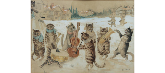 Image credits: [*Carol Singing*](https://commons.wikimedia.org/w/index.php?curid=93412617) by Louis William Wain License: Public Domain
