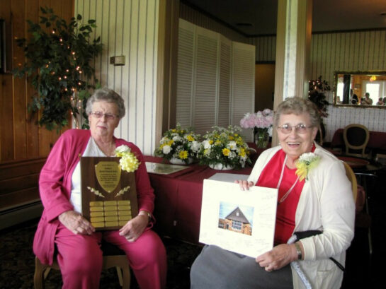 Jean Eustis (1933-2016) and Betty Smith (1931-2023)
Co-founders of the Friends of Maxwell Memorial Library in 2011 at the Inn Between Restaurant for the Friends' retirement luncheon for Betty